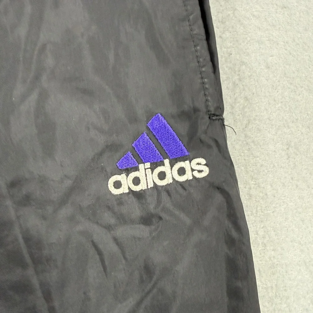 Vintage Adidas Track Pant Men Medium Black Ankle Zip Windbreaker Gym Run Workout